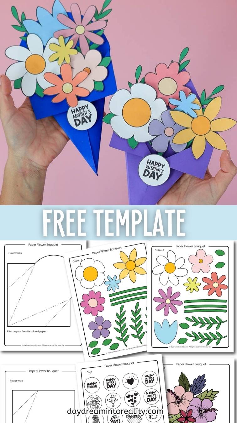 Paper Flower Bouquet Craft for Kids - Pinterest Image 1