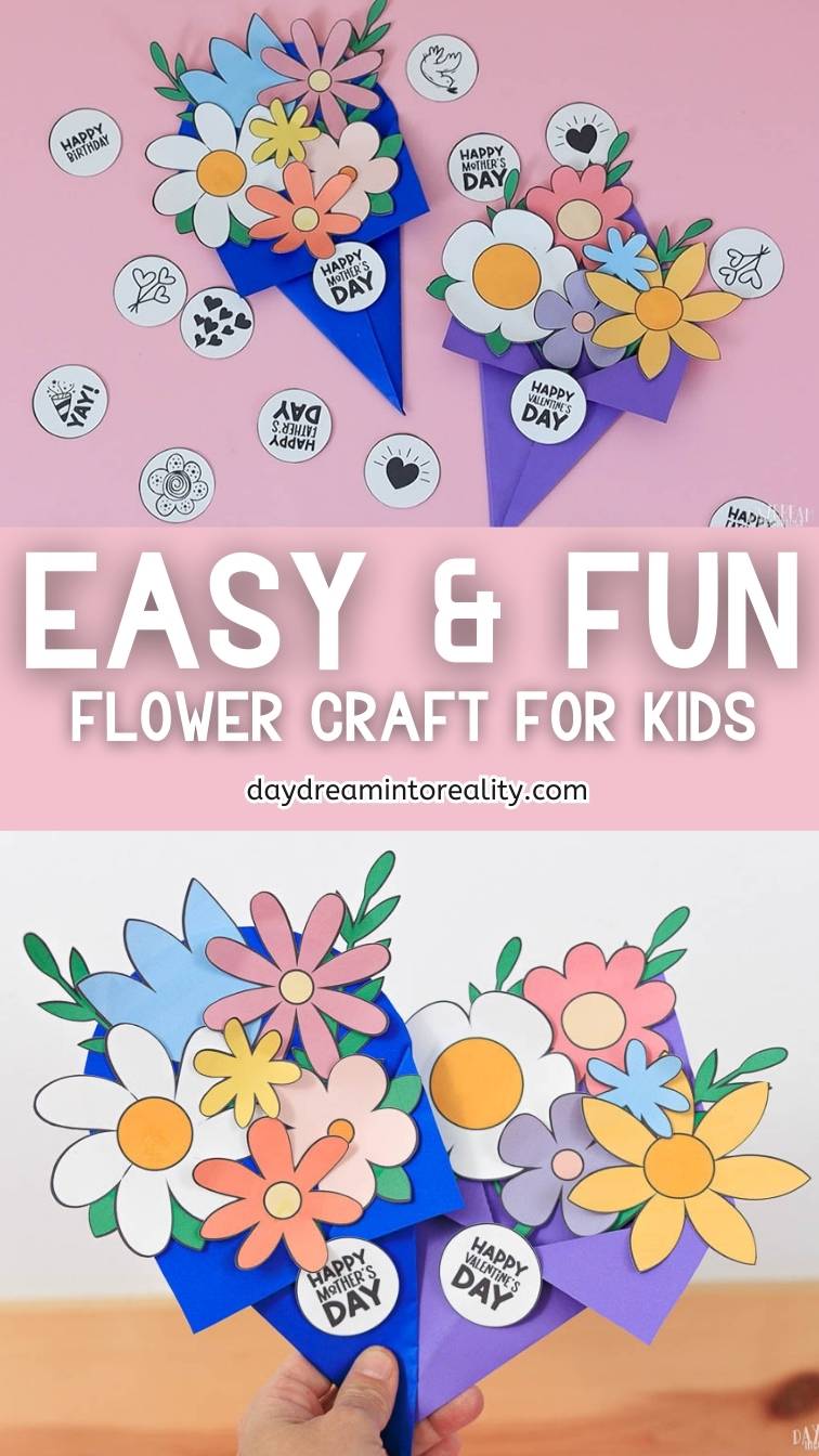 Paper Flower Bouquet Craft for Kids - Pinterest Image 2