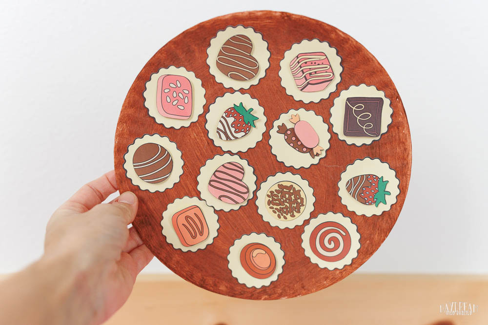 Paper Plate Chocolate Tray box finished with multiple treats and candy.