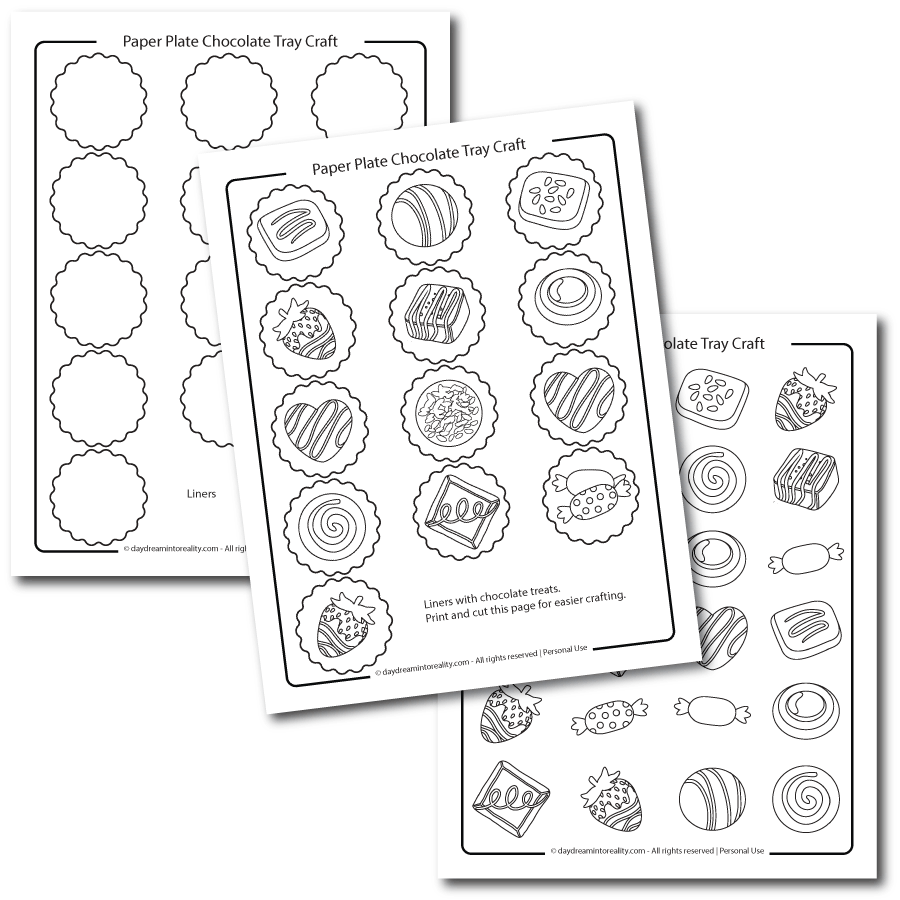 Paper Plate Chocolate Tray Template for coloring