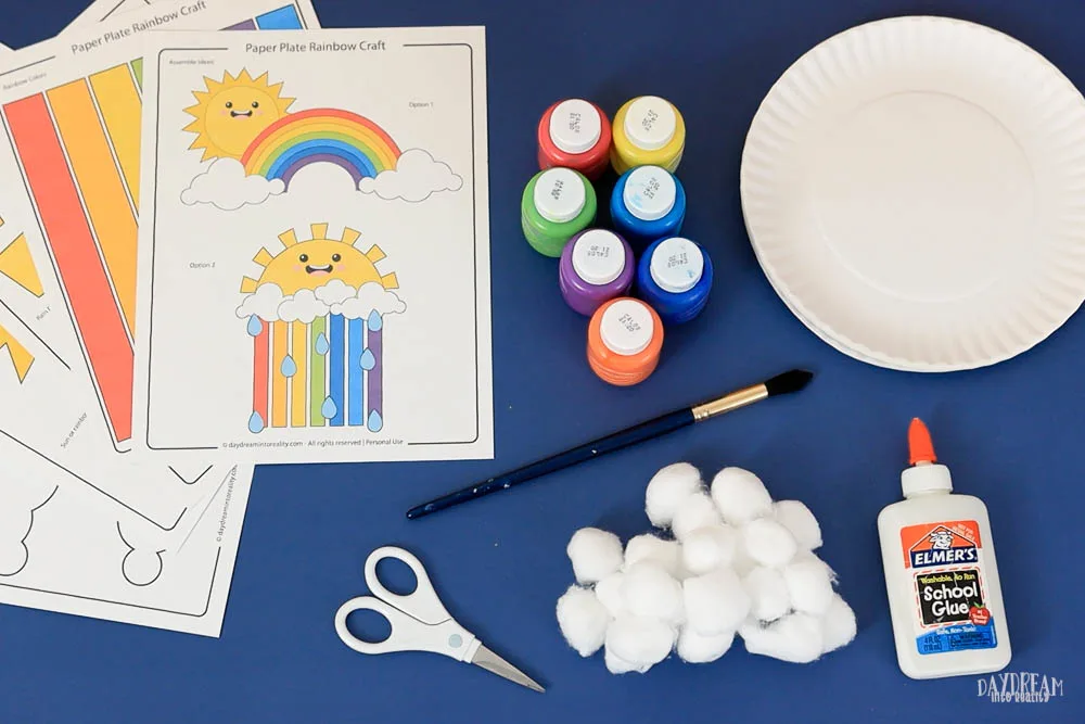 Paper Plate Rainbow Craft - materials.