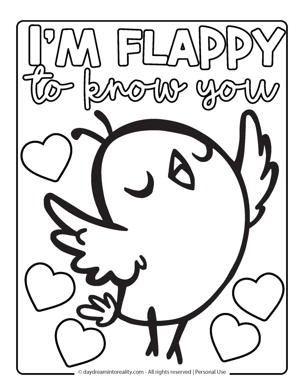 Valentines Day Coloring Page - I am flappy to know you