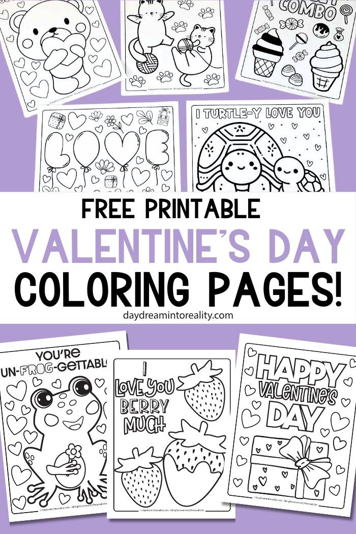 Valentine's Day Coloring Pages - Pinterest Image 