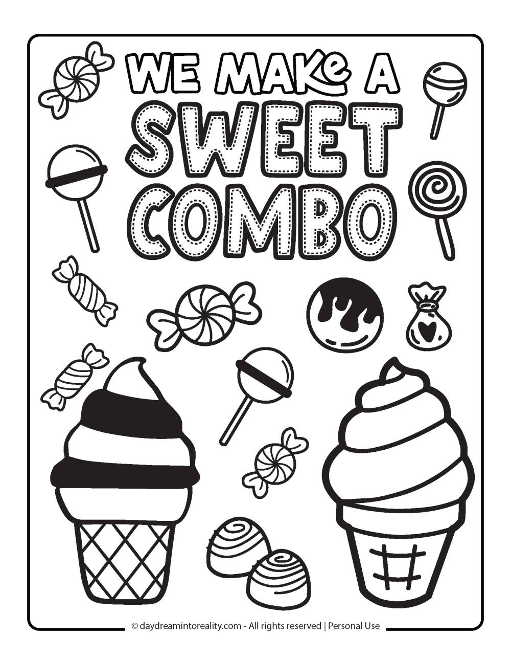 Valentines Day Coloring Page - We make a sweet combo!