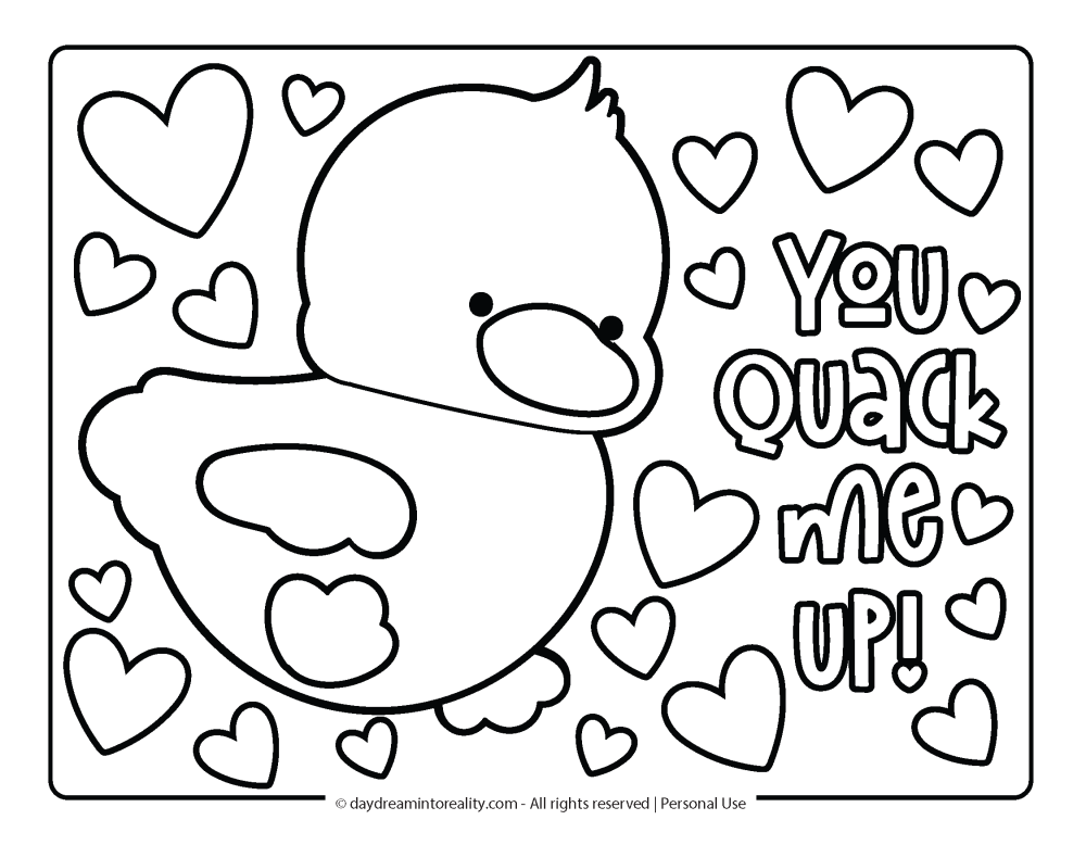 Valentines Day Coloring Page - You quack me up!