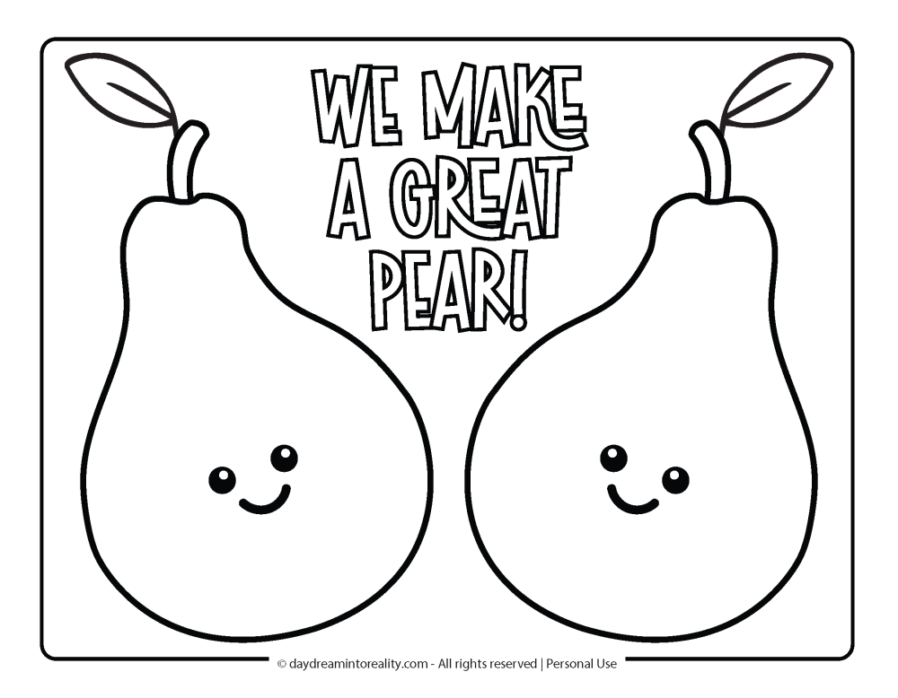 Valentines Day Coloring Page - We make a great pear!