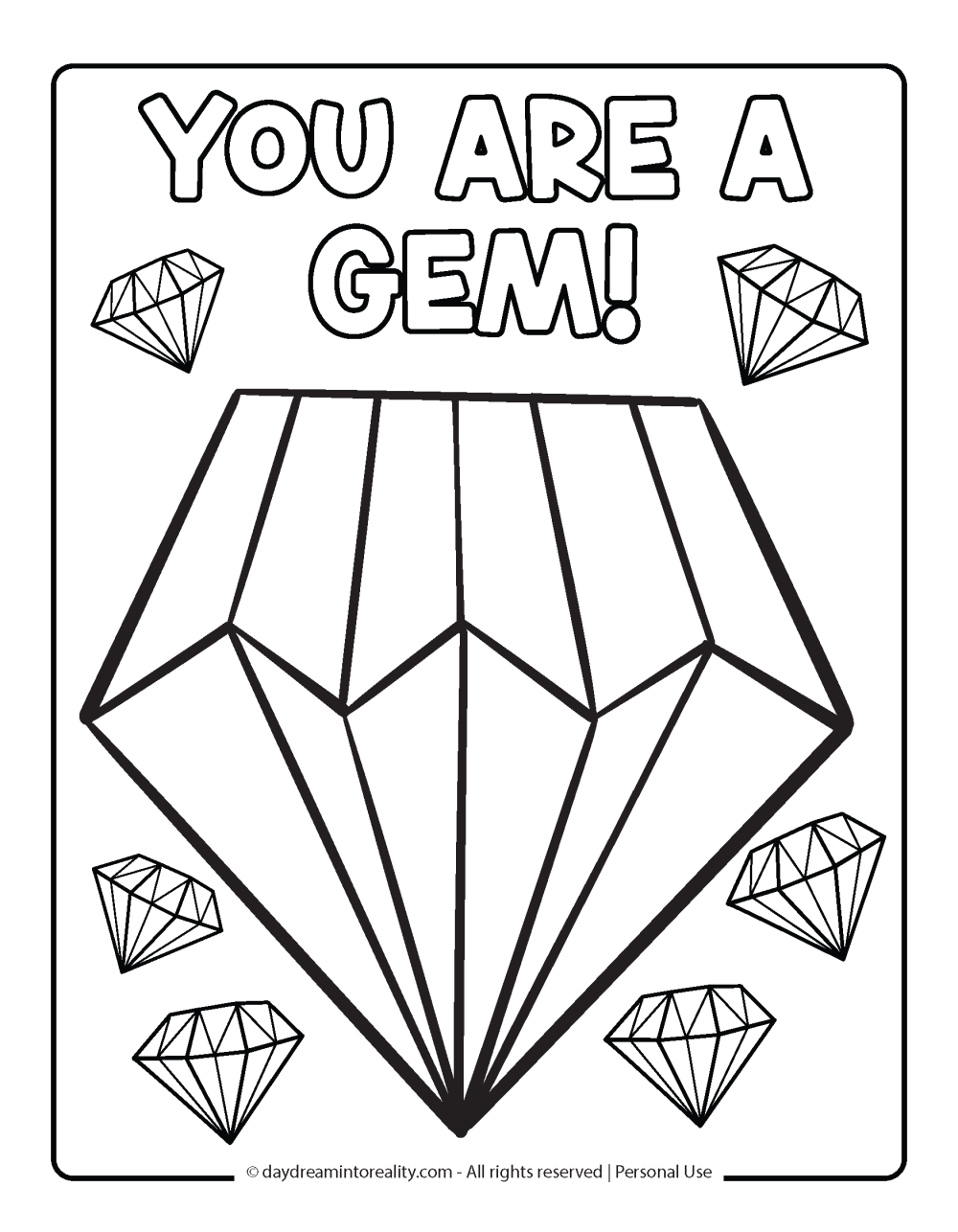 Valentines Day Coloring Page - You are a gem!