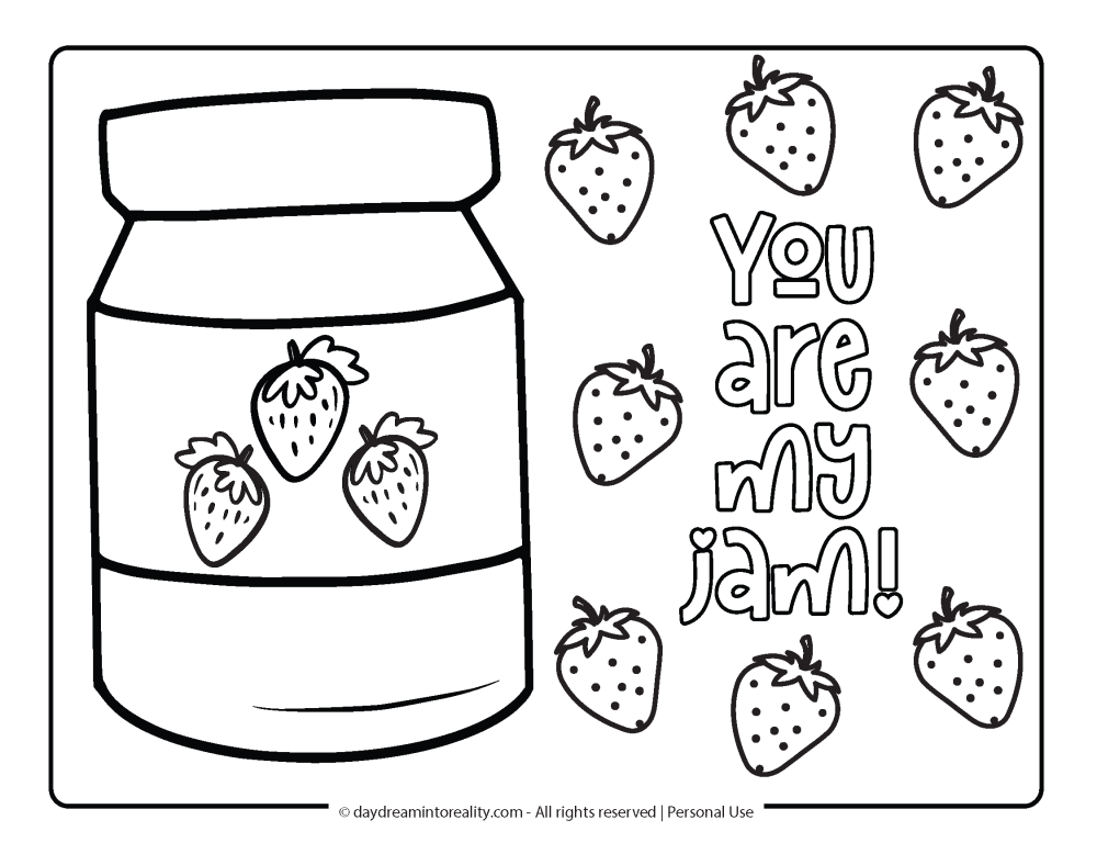 Valentines Day Coloring Page - You are my jam!