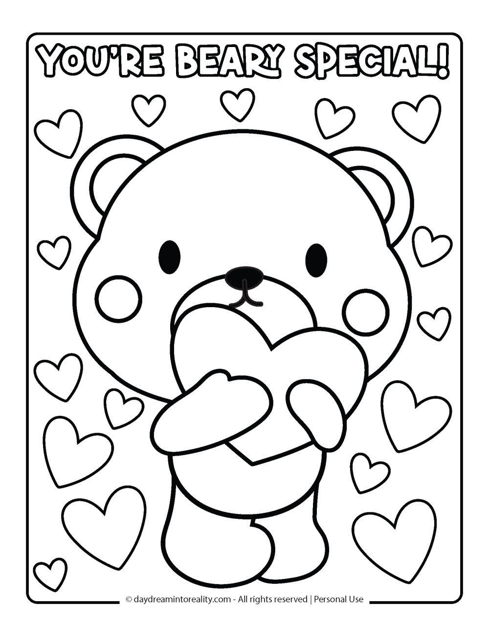 Valentines Day Coloring Page - You are beary special!