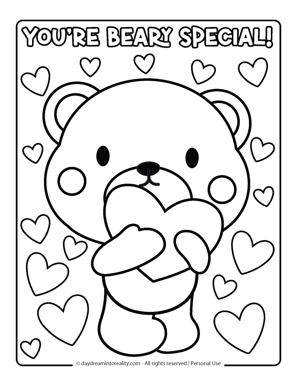 Valentines Day Coloring Page - You are beary special!