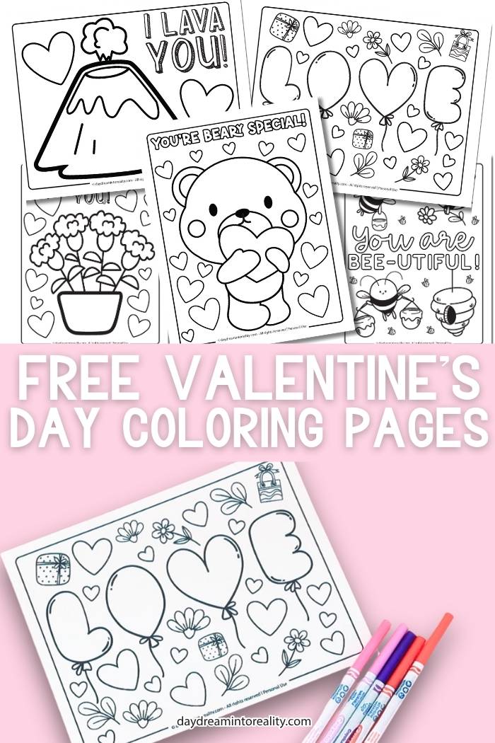 Valentine's Day Coloring Pages - Pinterest Image 