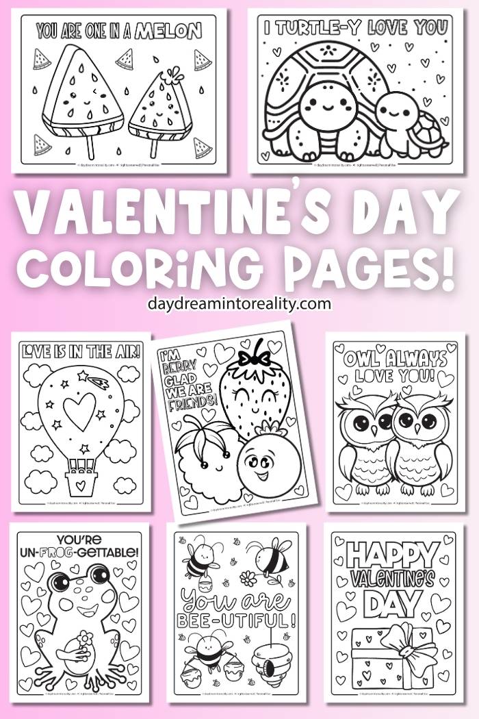 Valentine's Day Coloring Pages - Pinterest Image 