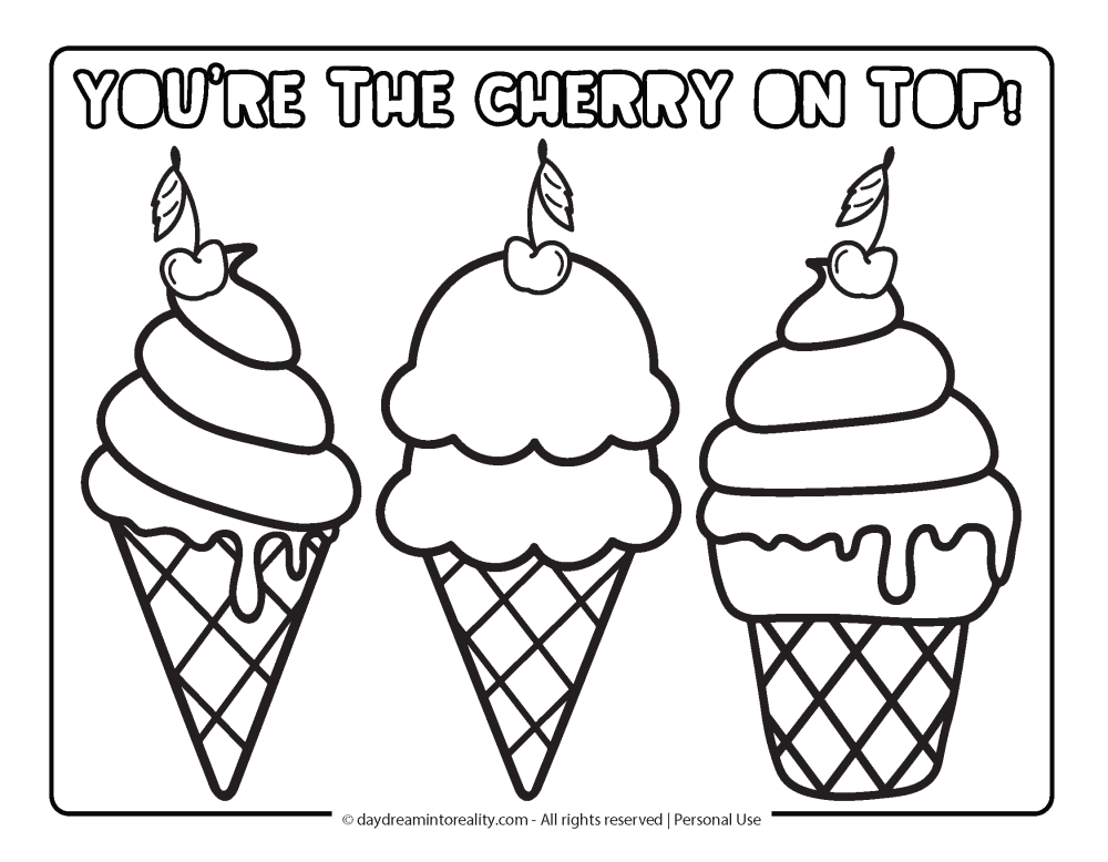 Valentines Day Coloring Page -you're the cherry on top!