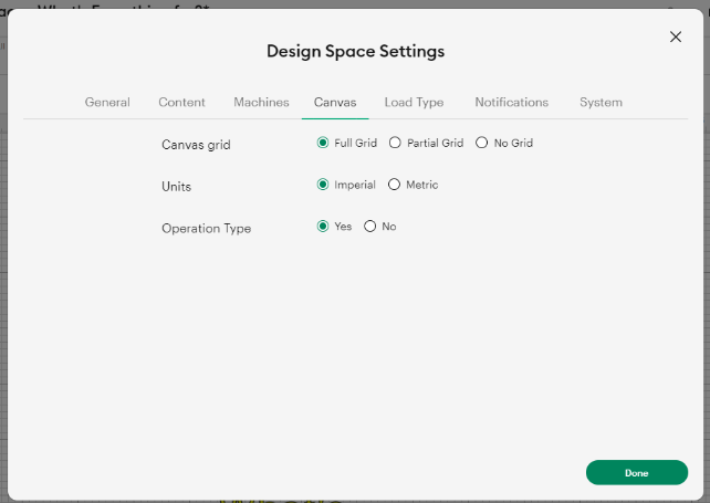 Cricut Design Space Settings