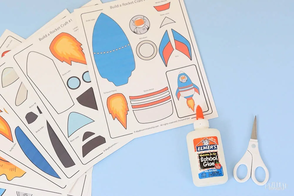 materials for making a "paper build a rocket craft."