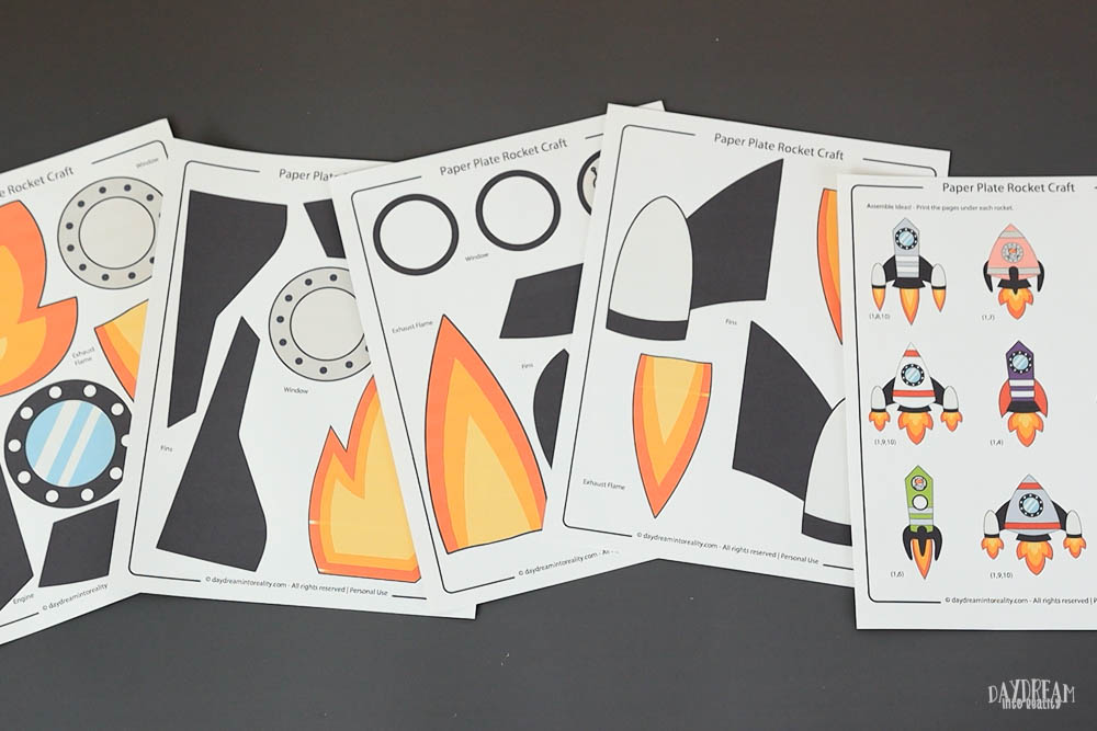 printed paper plate rocket template