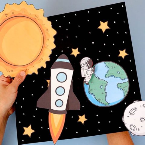 Space Scene Art Project - using magnets to make rocket and astronaut slide