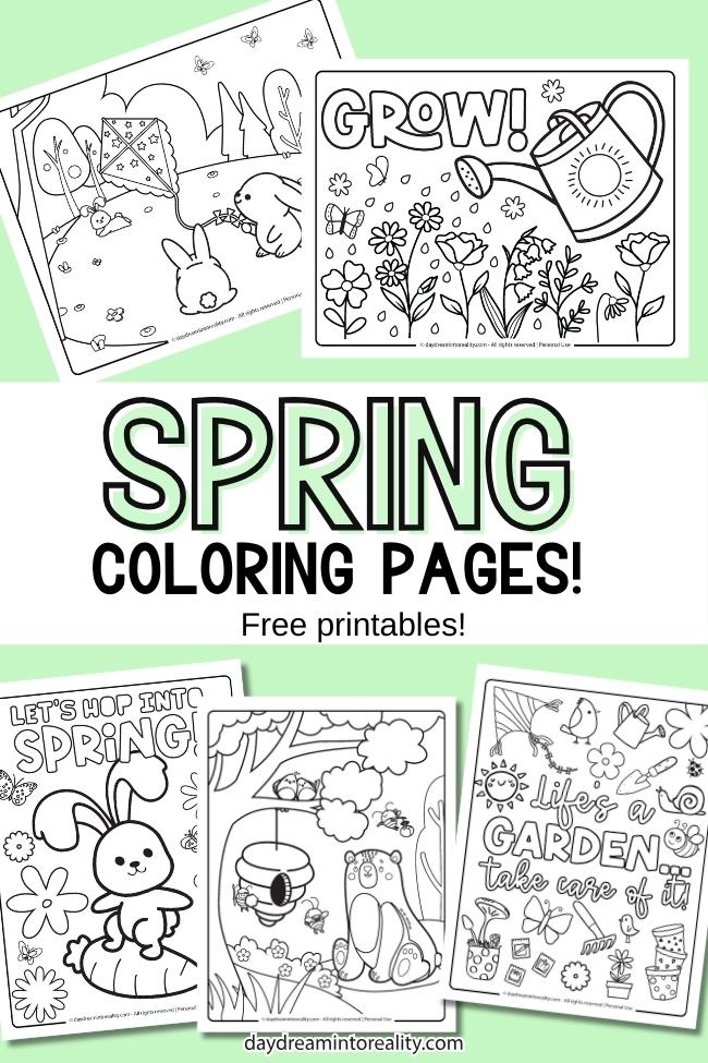 Spring Coloring Pages - Pinterest Image 2