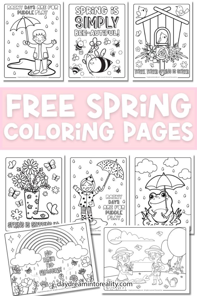 Spring Coloring Pages - Pinterest Image 6