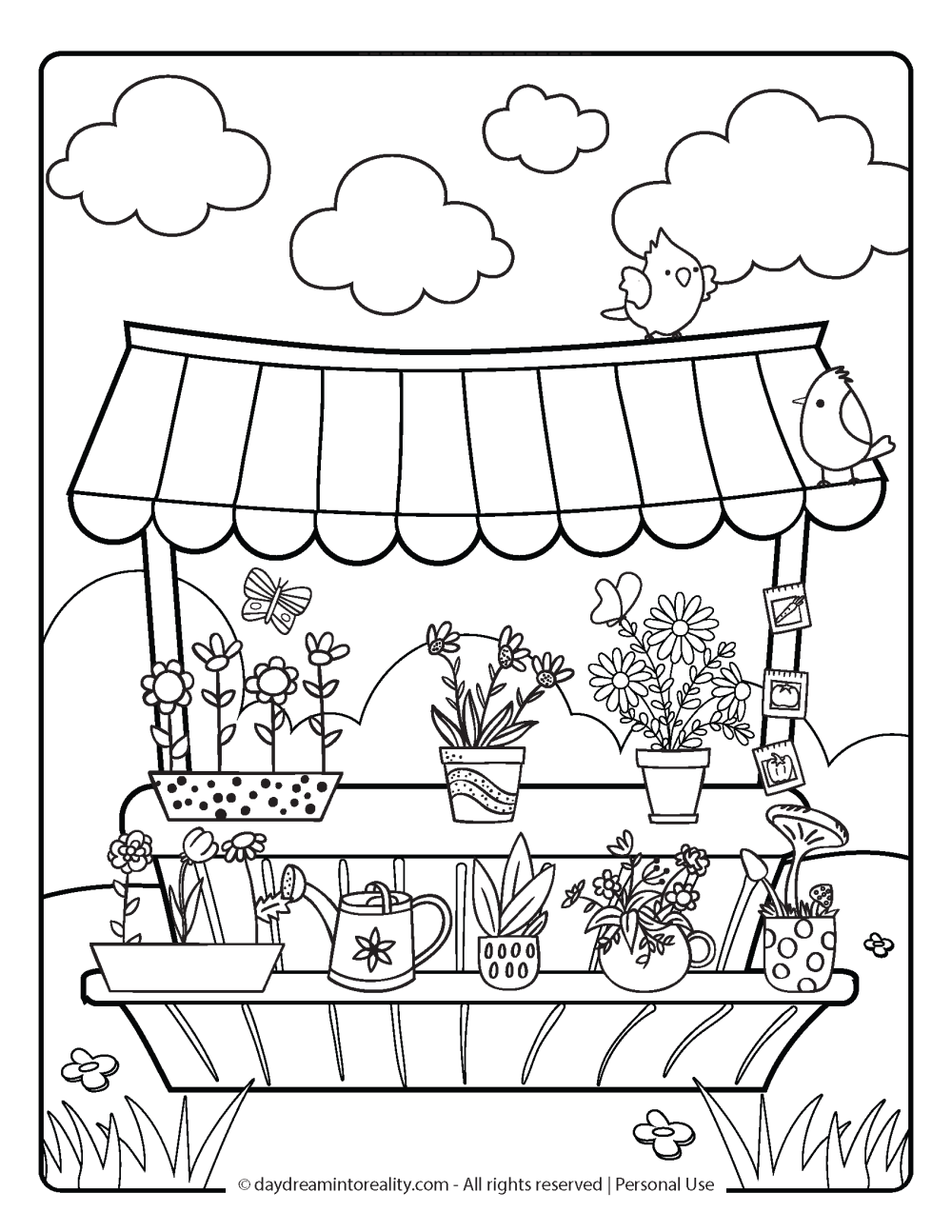 Spring Coloring Page - Plant stand