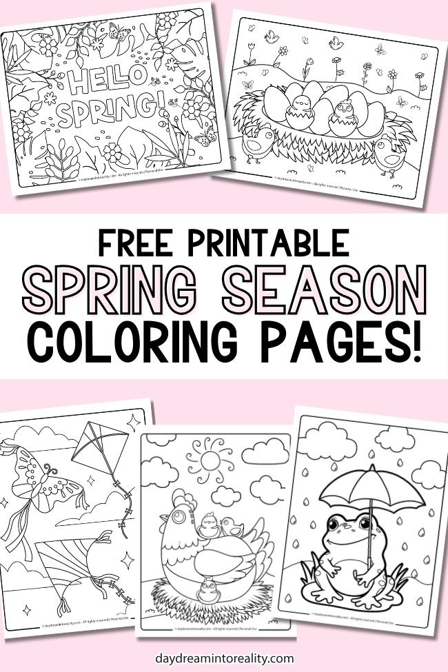 Spring Coloring Pages - Pinterest Image 4