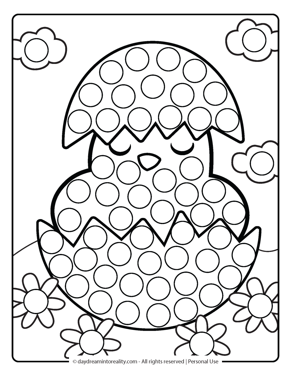 Spring Dot Marker Pages - Chick hatching