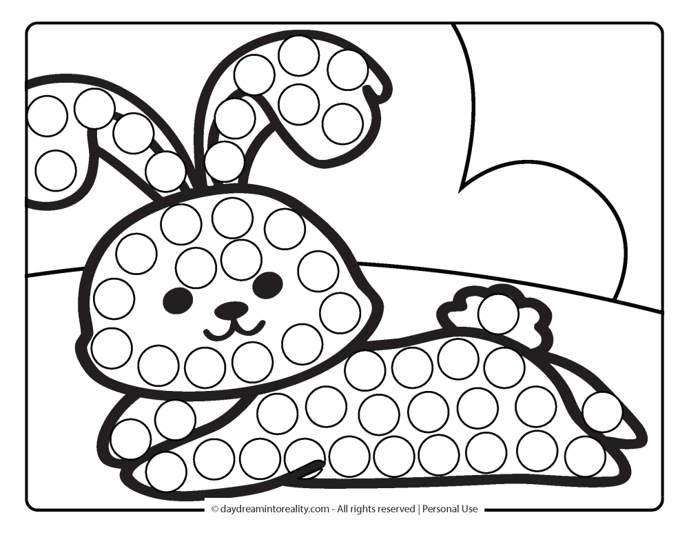 Spring Dot Marker Pages - Bunny laying down.