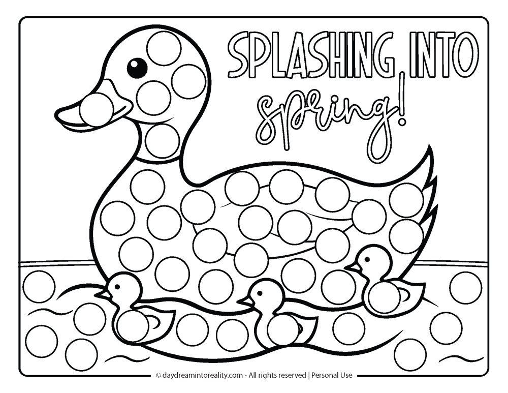 Spring Dot Marker Pages - Mama duck with ducklings