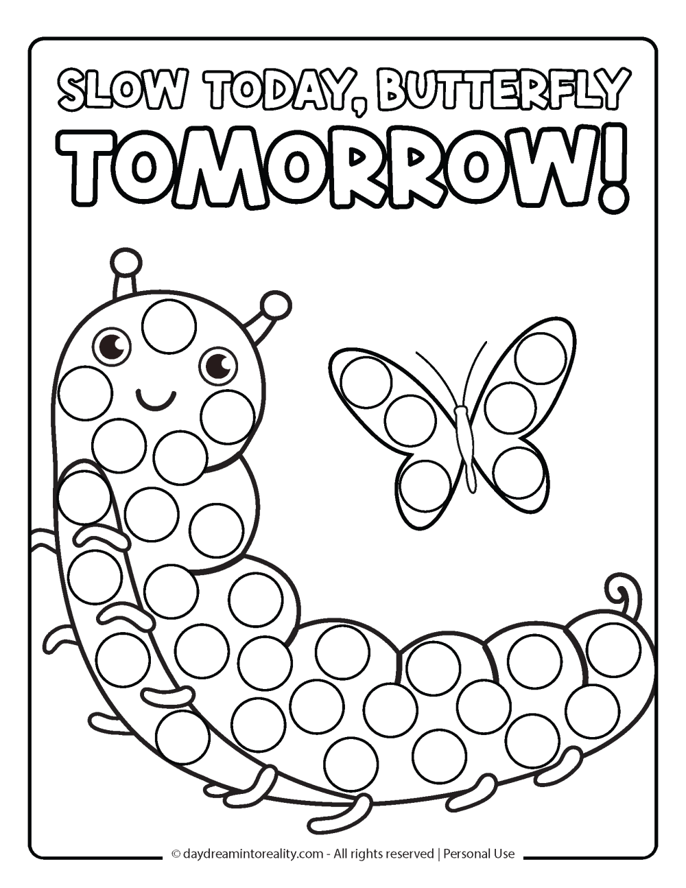 Spring Dot Marker Pages - Cute caterpillar