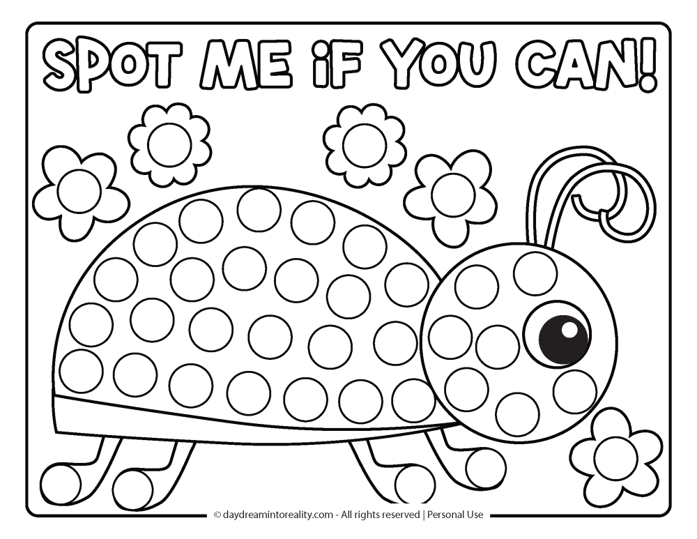 Spring Dot Marker Pages - Cute ladybug!